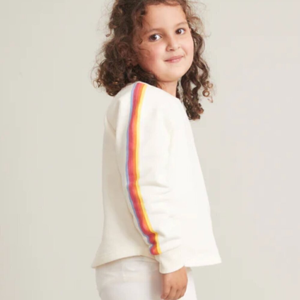 Marine Layer ML x LF Summit Sweatshirt Mini Crew Pullover Cream Striped 6 girl
